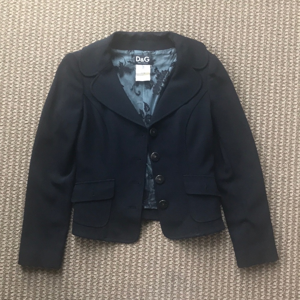 Dolce & Gabanna black blazer w/  lace lining